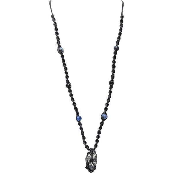 Necklace hippie beads - rough point black tourmaline
