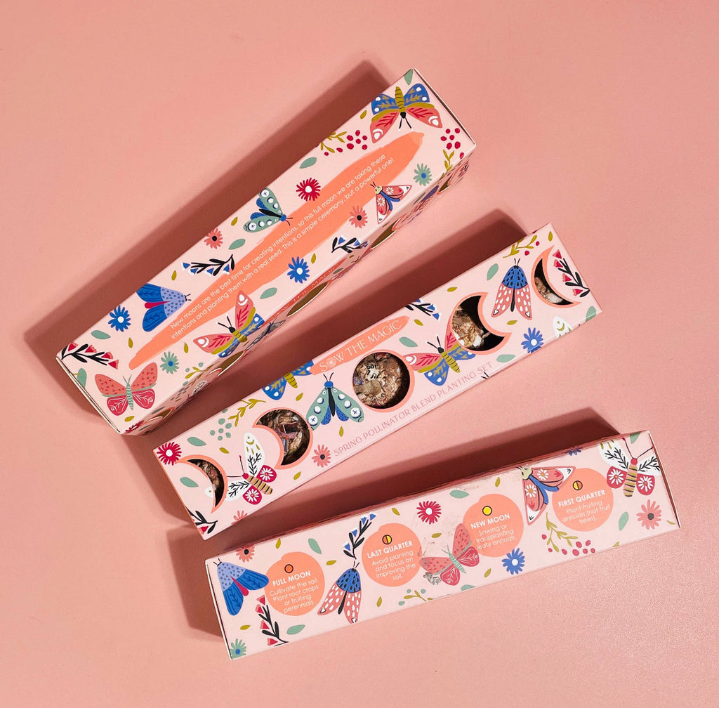 Ensemble de plantation de graines de pollinisateurs de printemps en phase lunaire