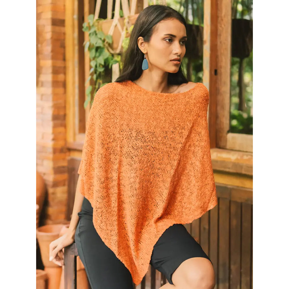 Poncho Double Knit Popcorn - Orange