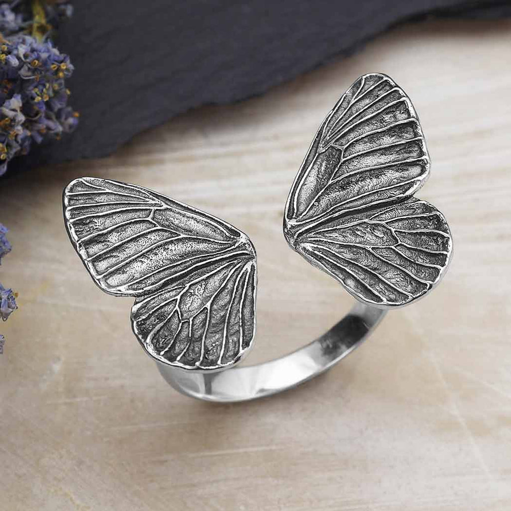 Bague papillon réglable en argent sterling