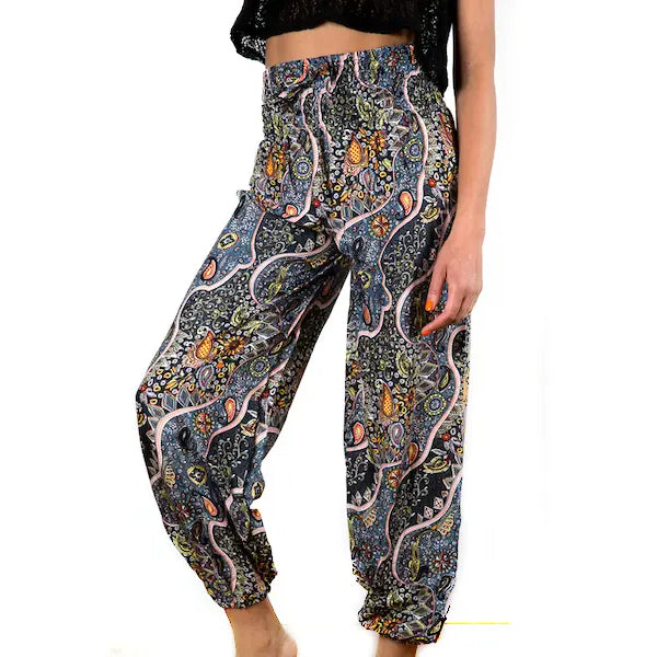 Pants Grey & Gold Paisley print