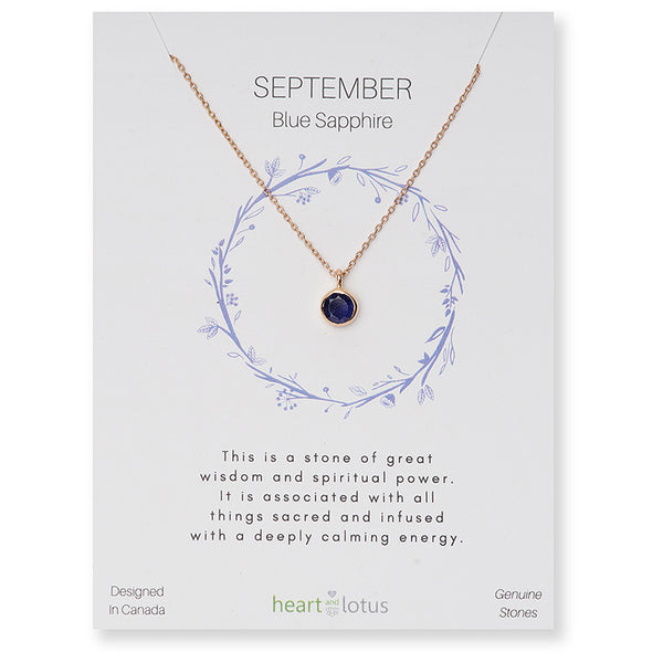 Birthstone Necklace Rose Gold September Sapphire