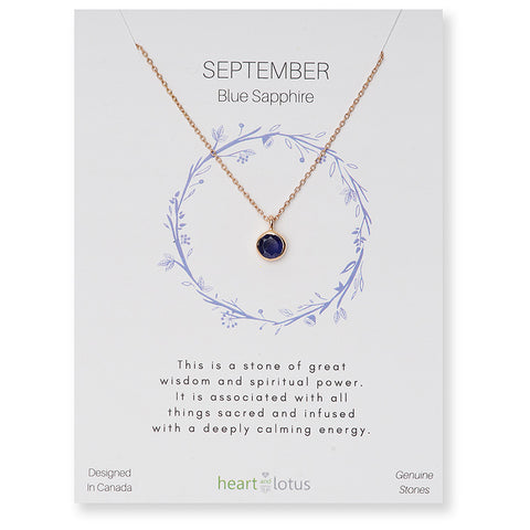 Birthstone Necklace Rose Gold September Sapphire