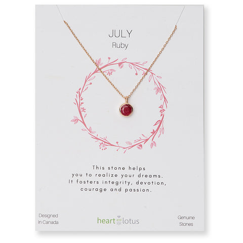 Birthstone Necklace Rose Gold July Ruby