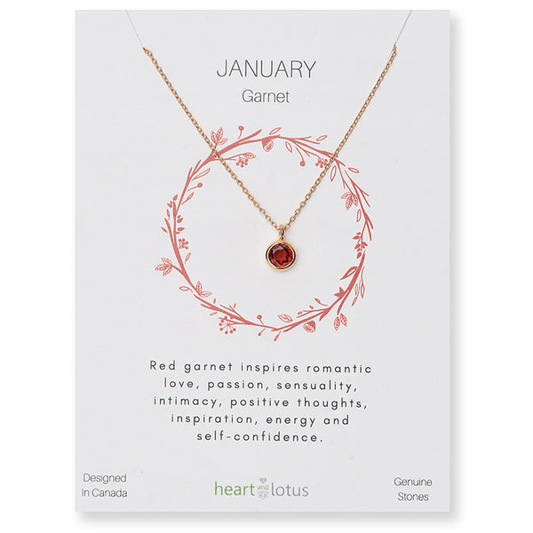 Birthstone Necklace Rose Gold January Garnet