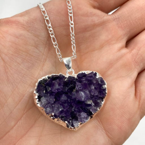 Necklace Amethyst cluster heart