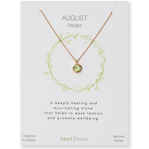 Birthstone Necklace Rose Gold August Peridot