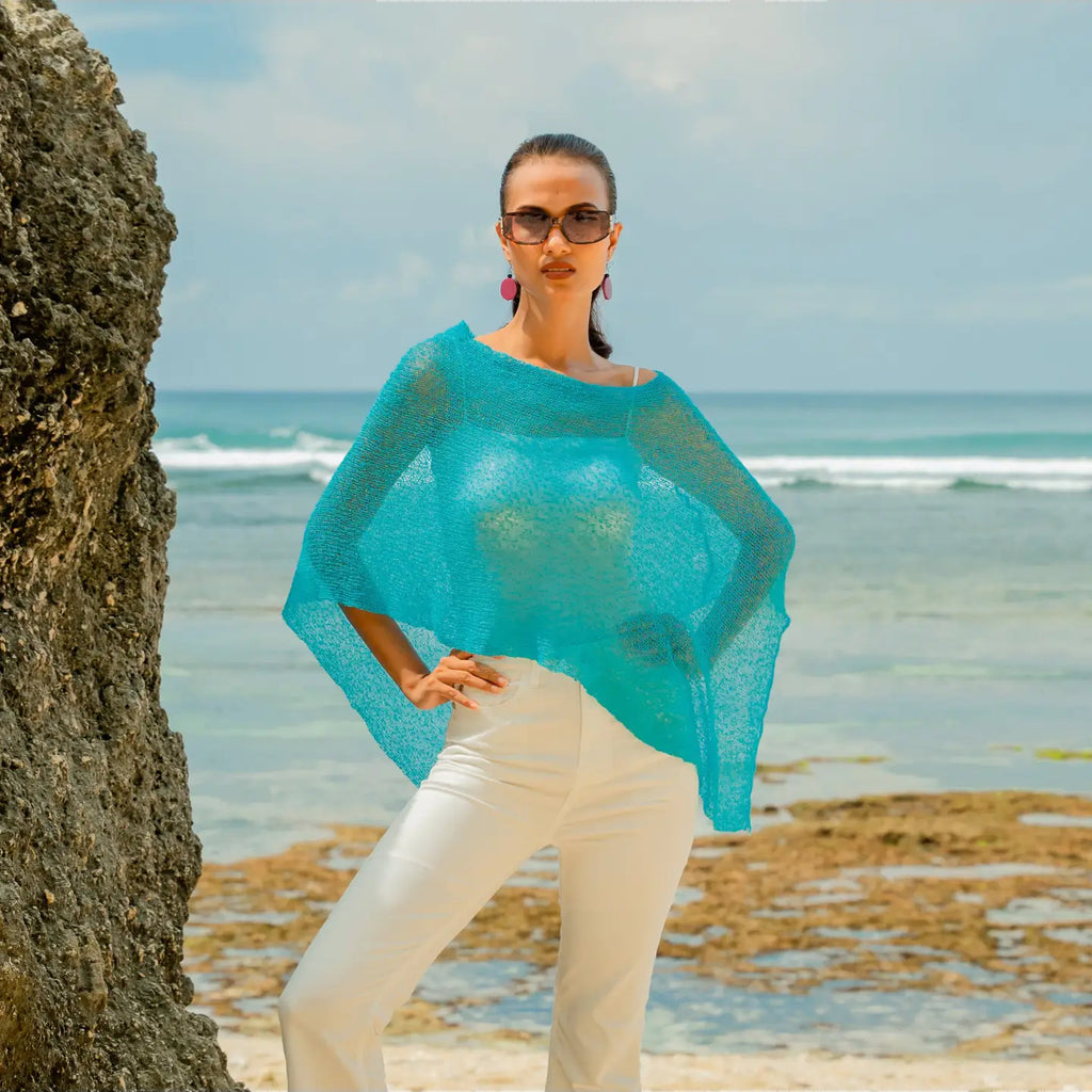 Poncho Sheer Mesh - Teal