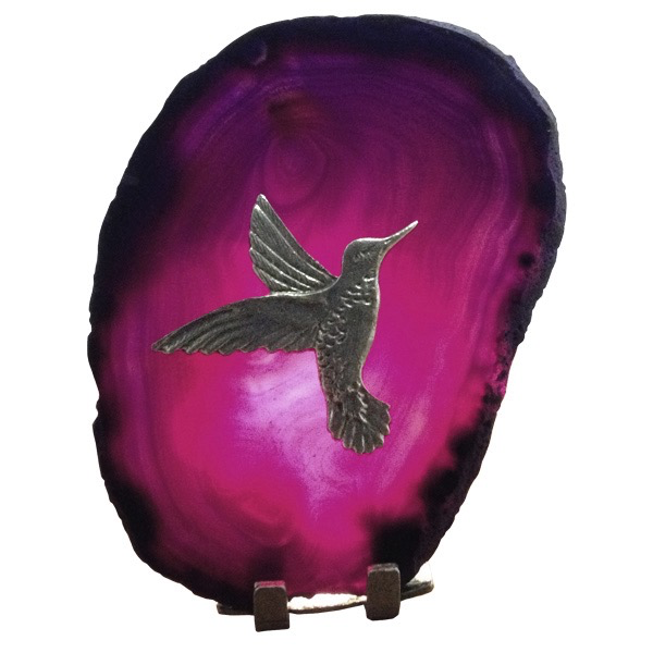 Agate tranche colibri en étain