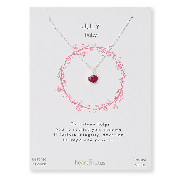 Birthstone Necklace Sterling Silver July Ruby