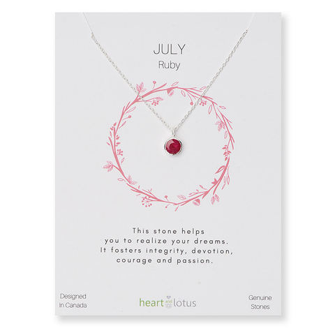 Birthstone Necklace Sterling Silver July Ruby
