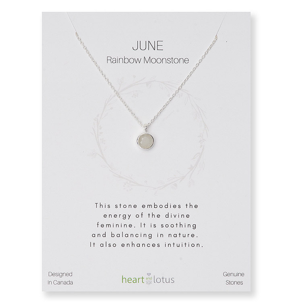 Birthstone Necklace Sterling Silver June Rainbow Moonstone