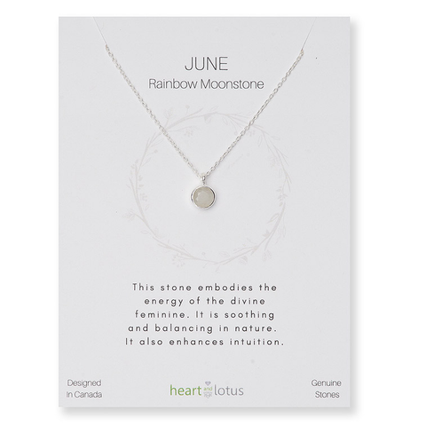 Birthstone Necklace Sterling Silver June Rainbow Moonstone