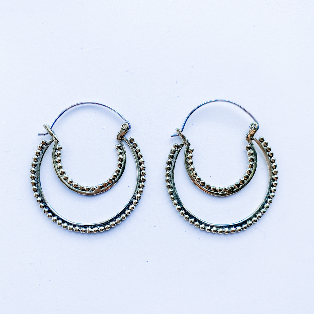 Earrings brass crescent moon (hanger is sterling silver)
