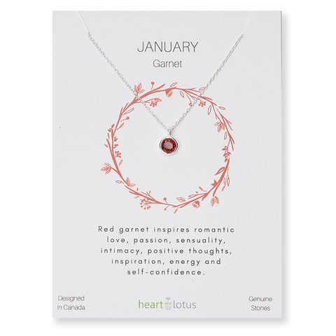 Birthstone Necklace Sterling Silver January Garnet