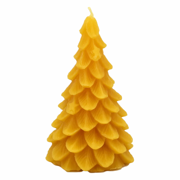 Bougie en cire d'abeille - sapin de Noël naturel