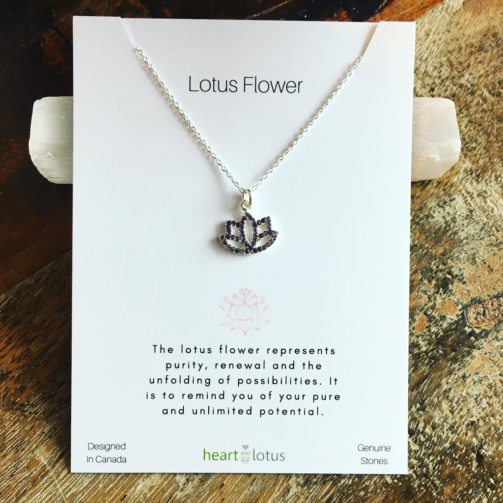 Collier cardé lotus améthyste argent massif