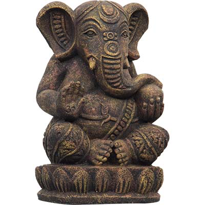 Statue pierre rouge & or Ganesha