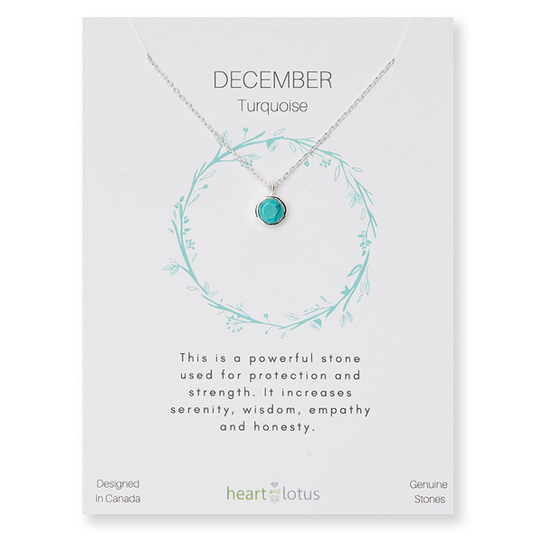 Birthstone Necklace Sterling Silver December Turquoise