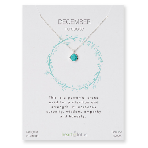 Birthstone Necklace Sterling Silver December Turquoise