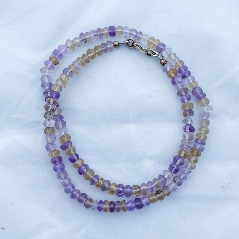 Necklace amethyst/citrine facet bead