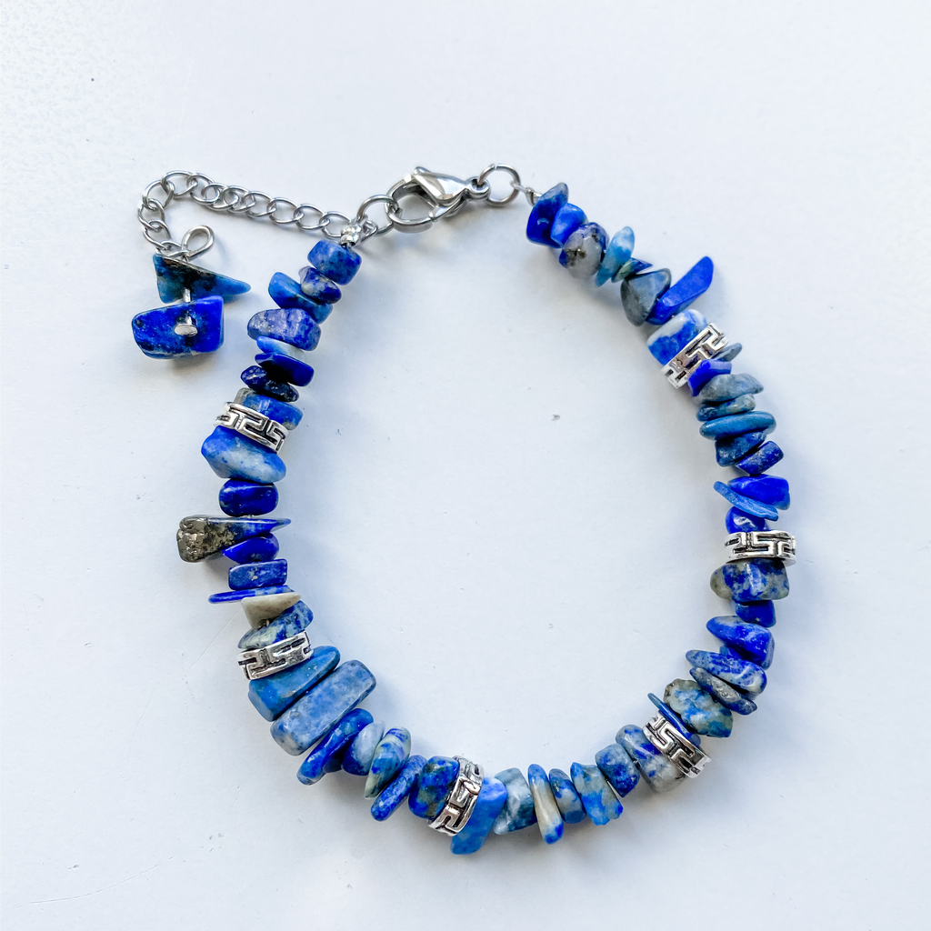 Bracelet puce Lapis réglable avec apprêts en alliage