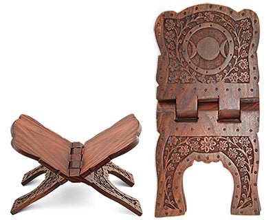 Porte Livre Triple Lune Bois Sculpté