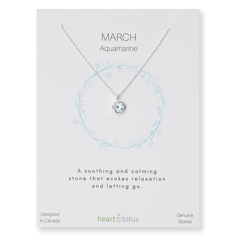 Birthstone Necklace Sterling Silver March Aquamarine