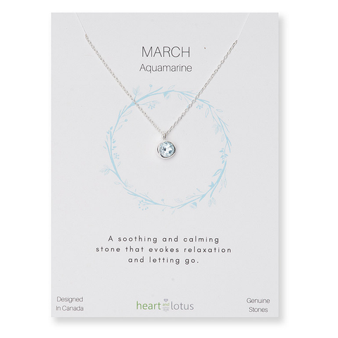 Birthstone Necklace Sterling Silver March Aquamarine