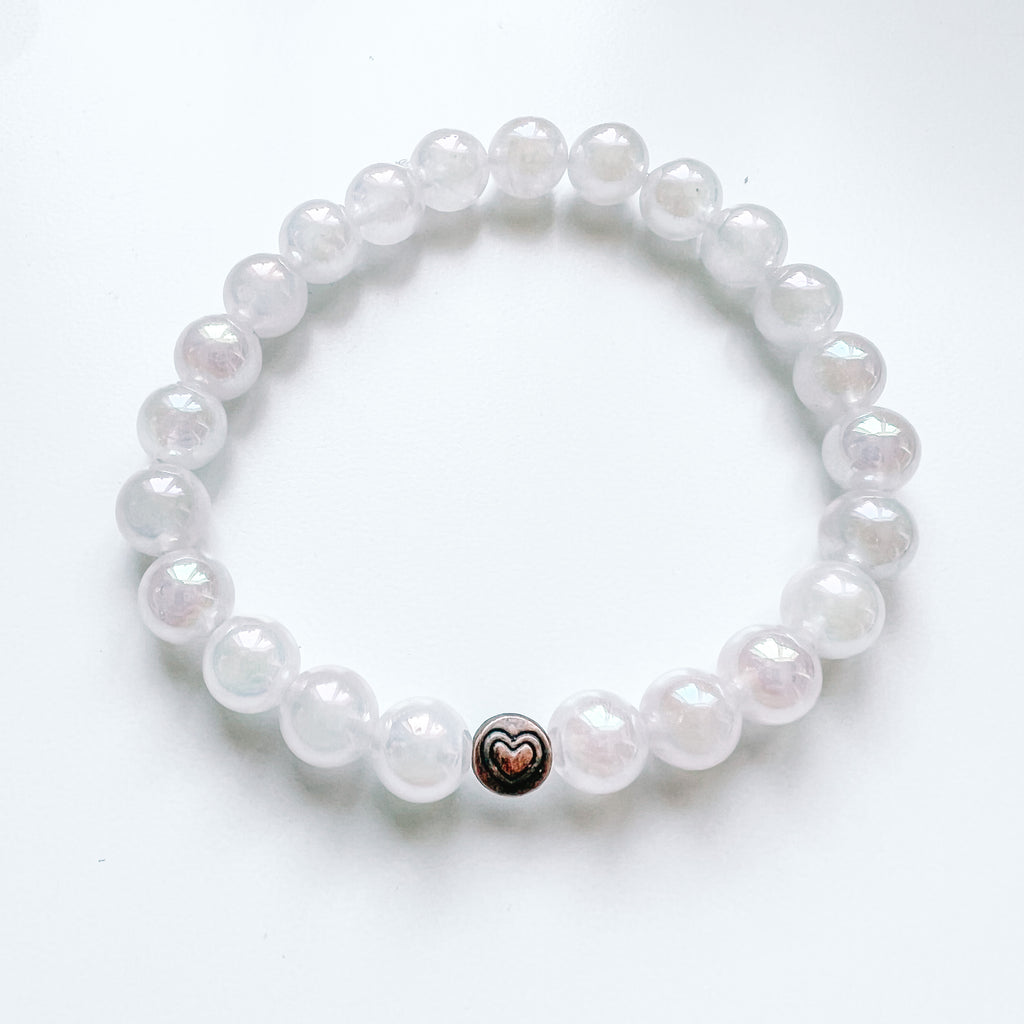 Bracelet 8mm angel aura rose quartz