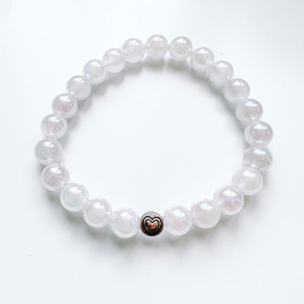Bracelet 8mm angel aura rose quartz
