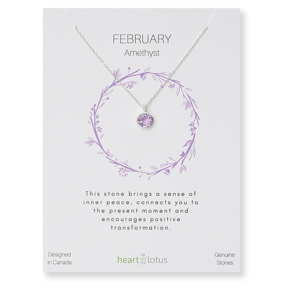 Birthstone Necklace Sterling Silver February Amethyst