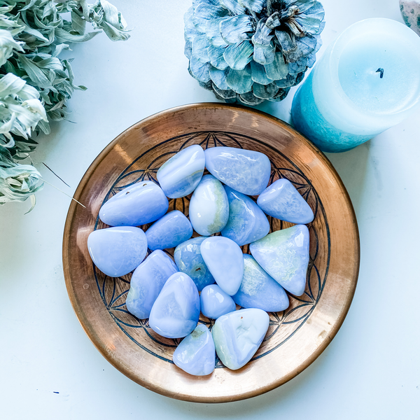 Agate dentelle bleue roulée