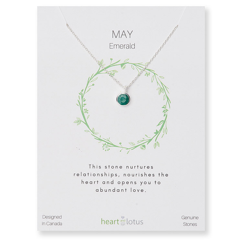 Birthstone Necklace Sterling Silver May Emerald