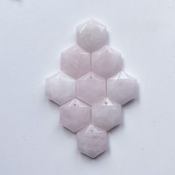 Quartz Rose Hexagone percé