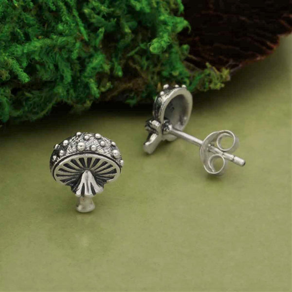 Boucle d'oreille champignon Agaric argent massif