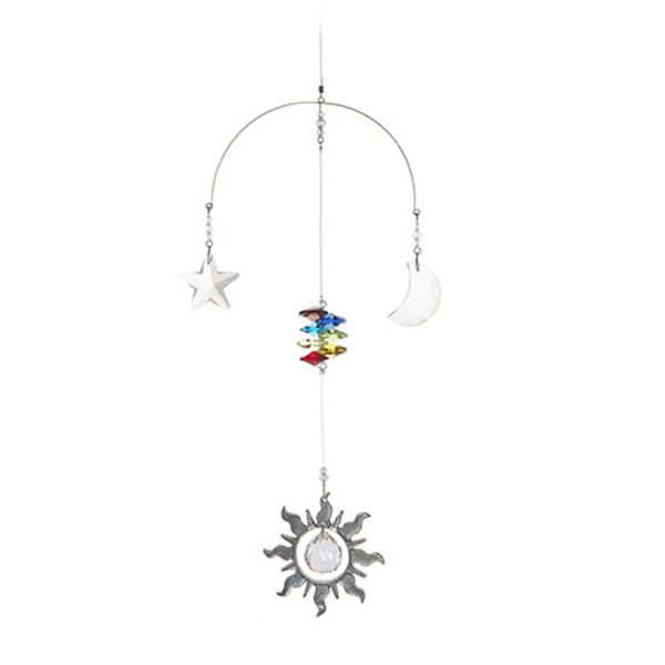 Mobile en cristal soleil lune étoile