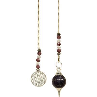 Pendule séphoroton nickelé améthyste fleur de vie