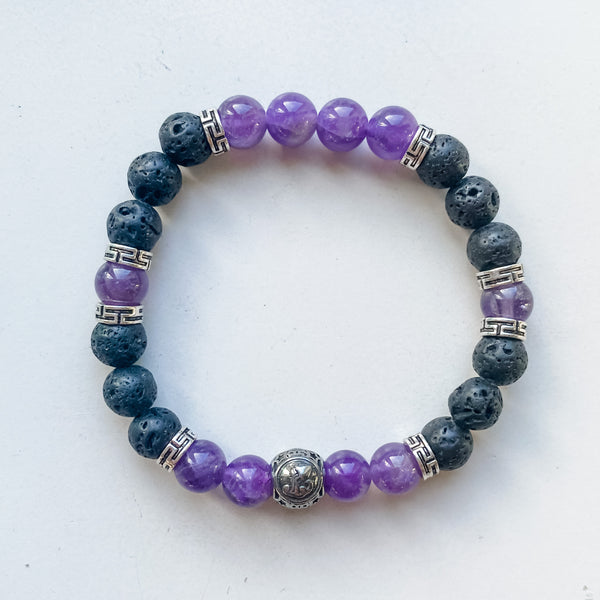 Bracelet astrologie avec breloque - Verseau - Améthyste 8mm