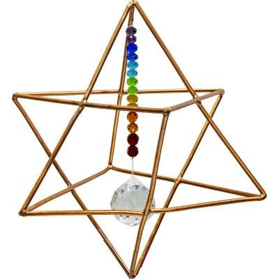 Merkaba énergisant en cuivre avec perles de chakra
