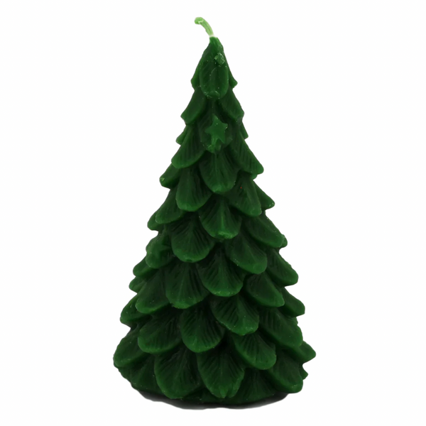 Bougie en cire d'abeille sapin de Noël vert forêt