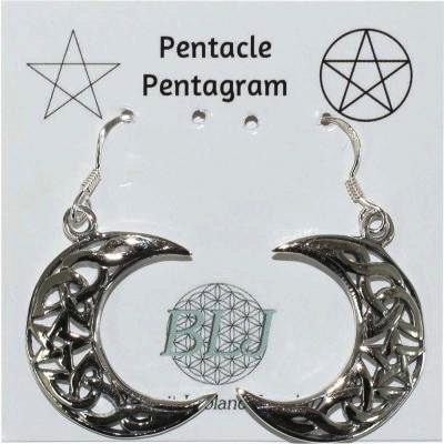 Boucle d'oreille lune celtique argent massif