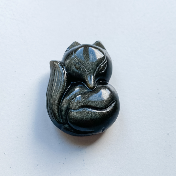 Perle de renard en obsidienne dorée