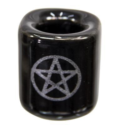 Bougeoir mini - Pentacle noir/argent