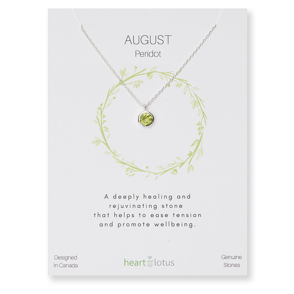 Birthstone Necklace Sterling Silver August Peridot