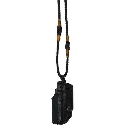Collier tourmaline noire brute