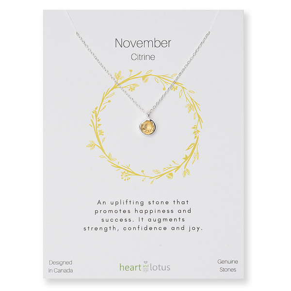 Birthstone Necklace Sterling Silver November Citrine