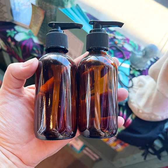 Bottle amber 120ml with black pump (1 bottle)