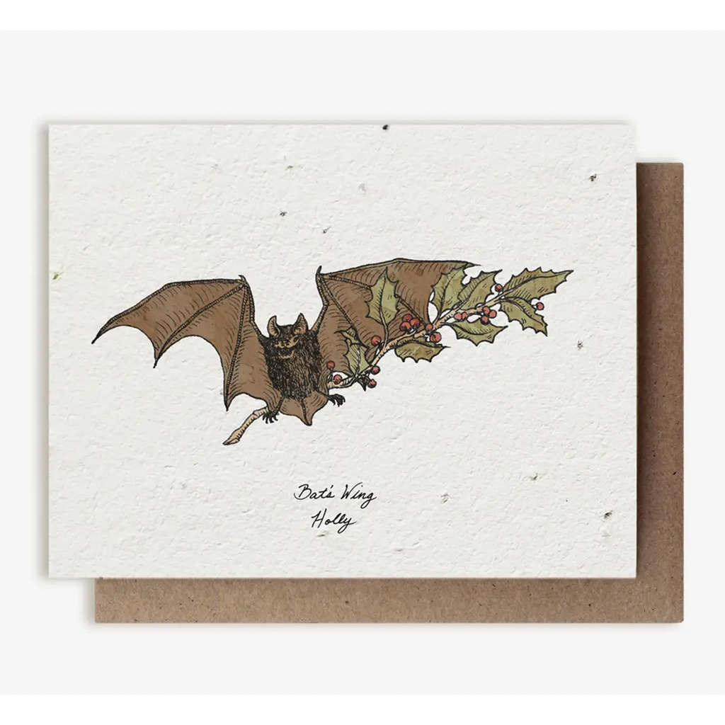 Plantable Herb Seed Greeting Card: Bat Holly