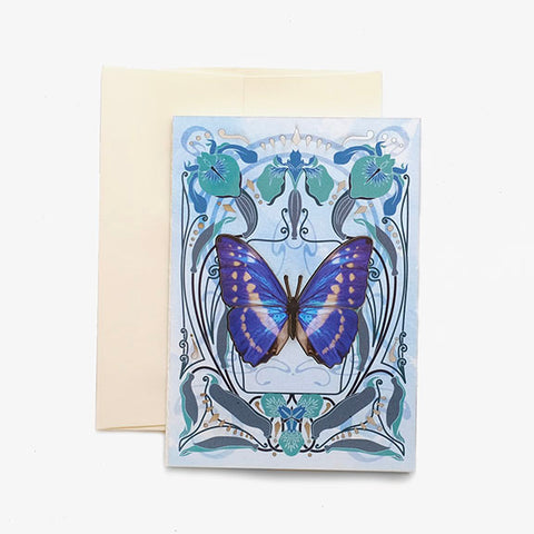 Greeting Card  'Pop-Out' White & Blue Morpho